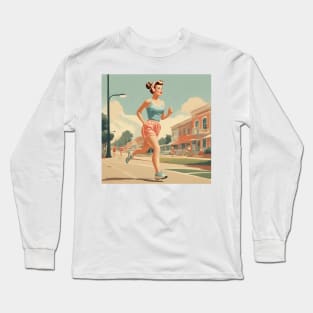 Street Jogging Vintage Style Pin Up Pace Long Sleeve T-Shirt